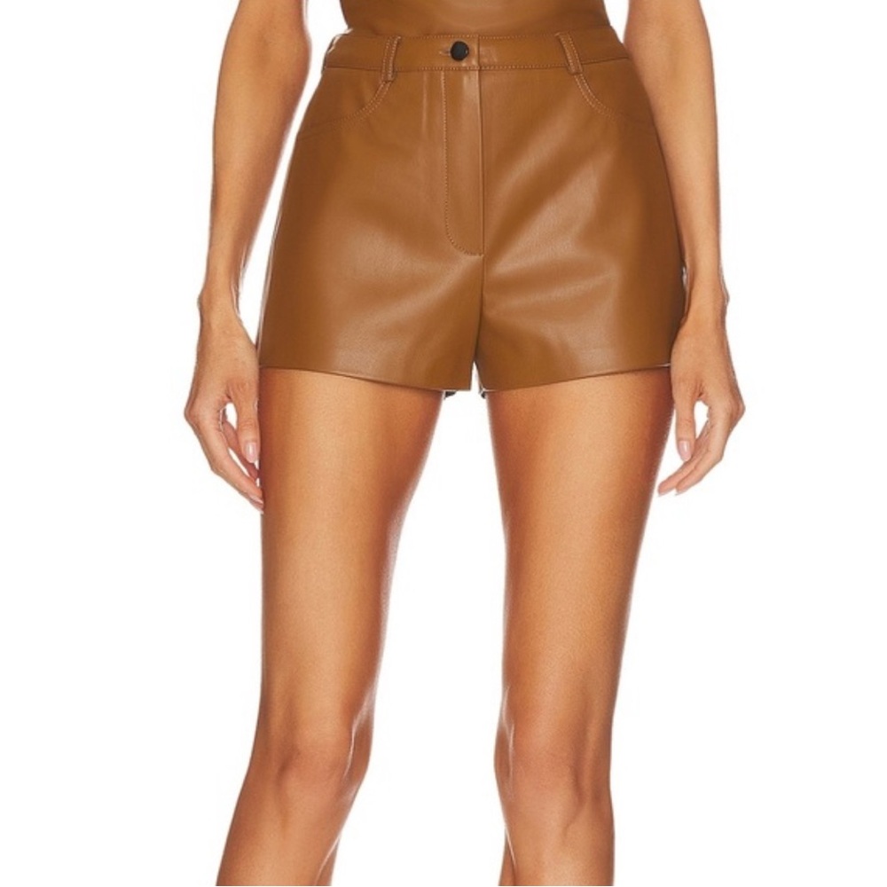 CULTNAKED High Waist Tan Leather Shorts